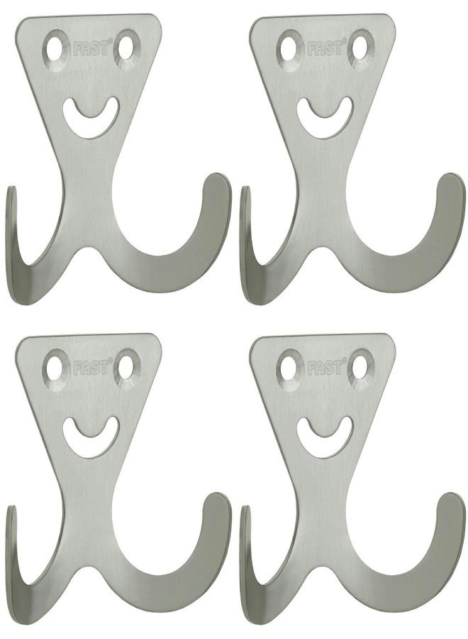 فاست خطافات مناشف وملابس من الفولاذ المقاوم للصدأ على شكل ابتسامة من FAST CH08، حامل تعليق للأبواب والجدران، 4 قطع (فولاذ) - Image 1